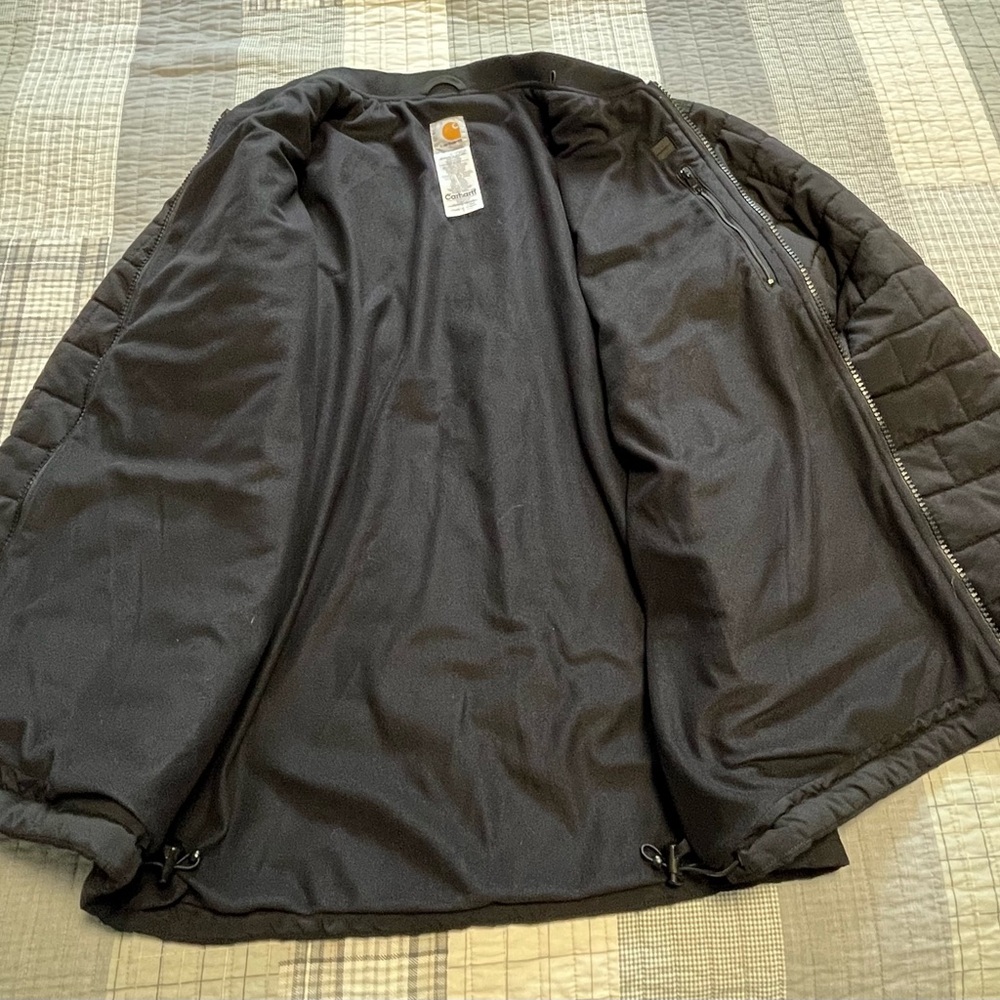 Carhartt Quilted XL Bomber Jacket Mens Large Black Puffer Zip Pockets Liner Only - Picture 9 of 15